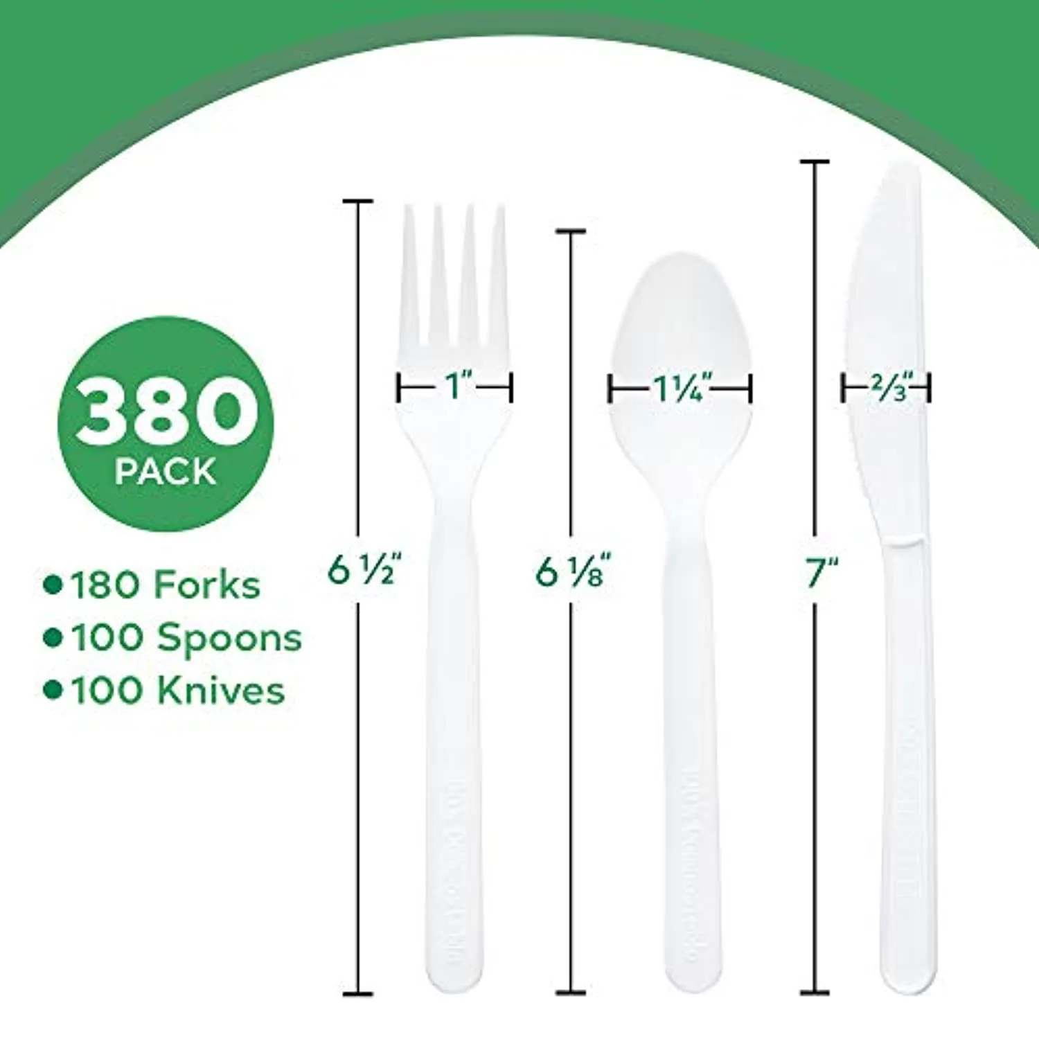 100% Compostable Cutlery Set, 380 Pack