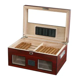 100 CT Cherry Wooden Cigar Humidor Box with Digital Hygrometer