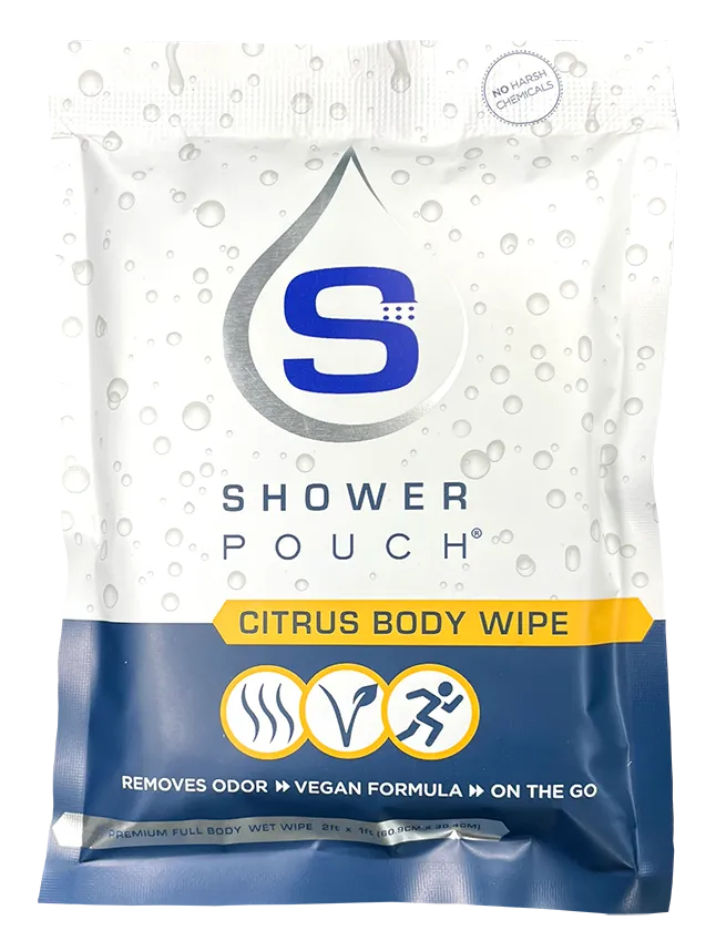 20-pack Shower Pouch XL (2' x 1') Body Wipes