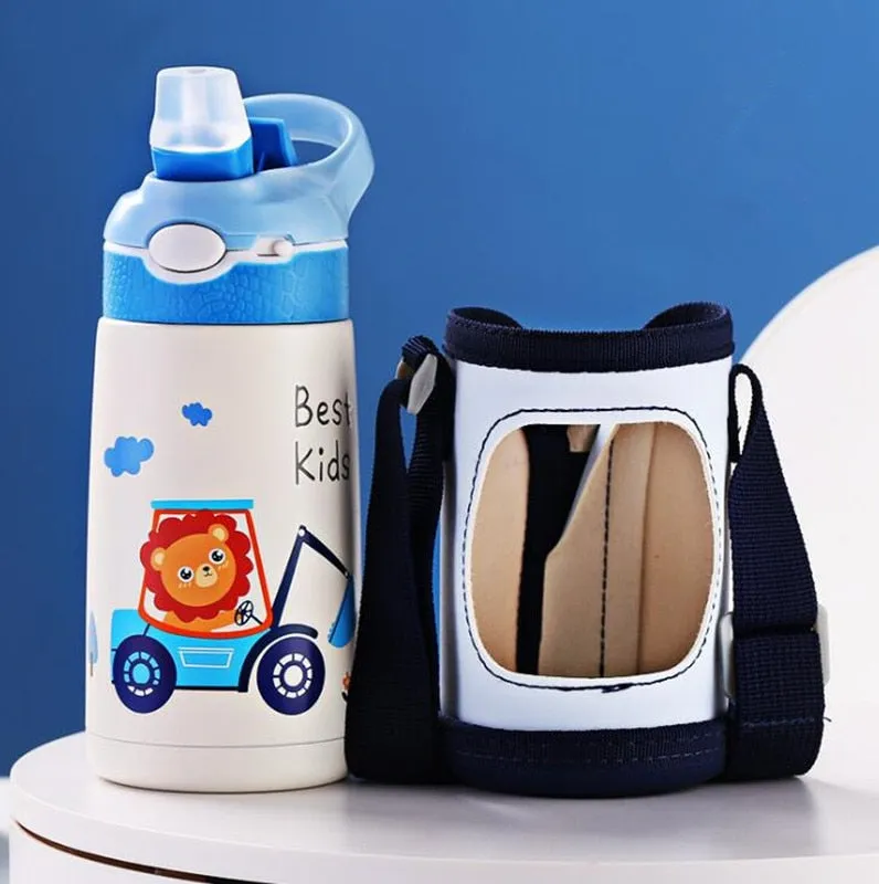 400ML Children Thermos Water Bottle Kids Thermos Mug Baby Duck Billed Straw 316 Stainless Steel Vacuum Flasks Tumbler Thermo Cup