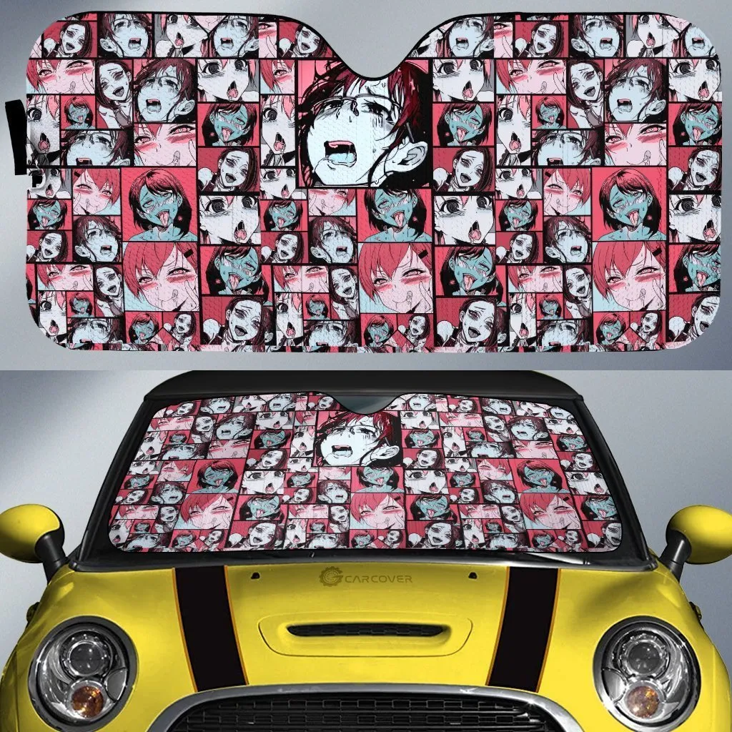 Ahegao Car Sunshade Custom Vintage Car Interior Accessories