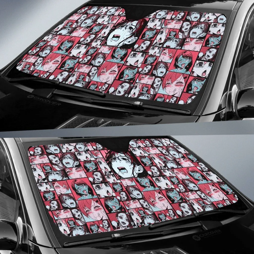 Ahegao Car Sunshade Custom Vintage Car Interior Accessories