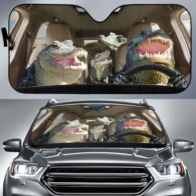 Alligator 3D All Over Printed CAR Sun Shade, Car Sun Shade For Windshield