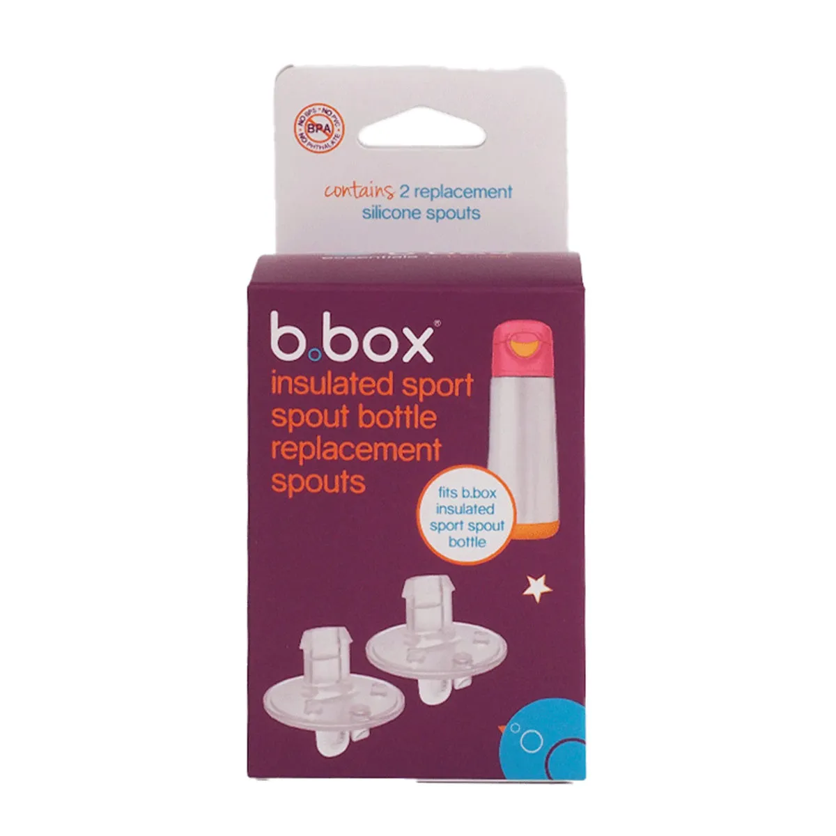 b.box 500ml Insulated Sport Spout Replacement - 2 Pack