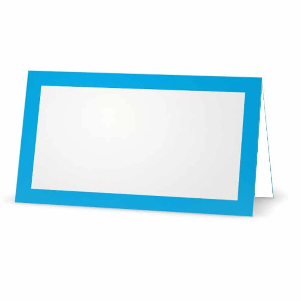 Bright Blue Place Cards - Tent Style