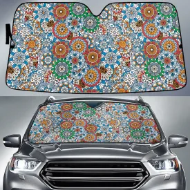 Colorful Collection Of Tropical Flowers White Theme Car Sun Shades Cover Auto Windshield Coolspod