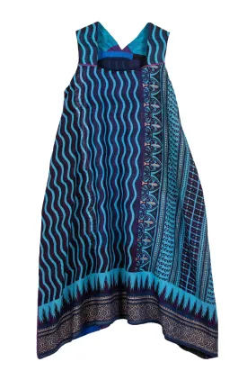 DESERT WAVES KANTHA TENT DRESS - dw2413-blu -