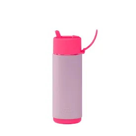 Frank Green Insulated Drink Bottle 595ml - Neon Pink & Cactus Leather Sleeve - Lilac Haze