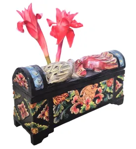 Home Decor. Storage Accessory. Beautiful Decorative Handcrafted and Painted Wooden Box.