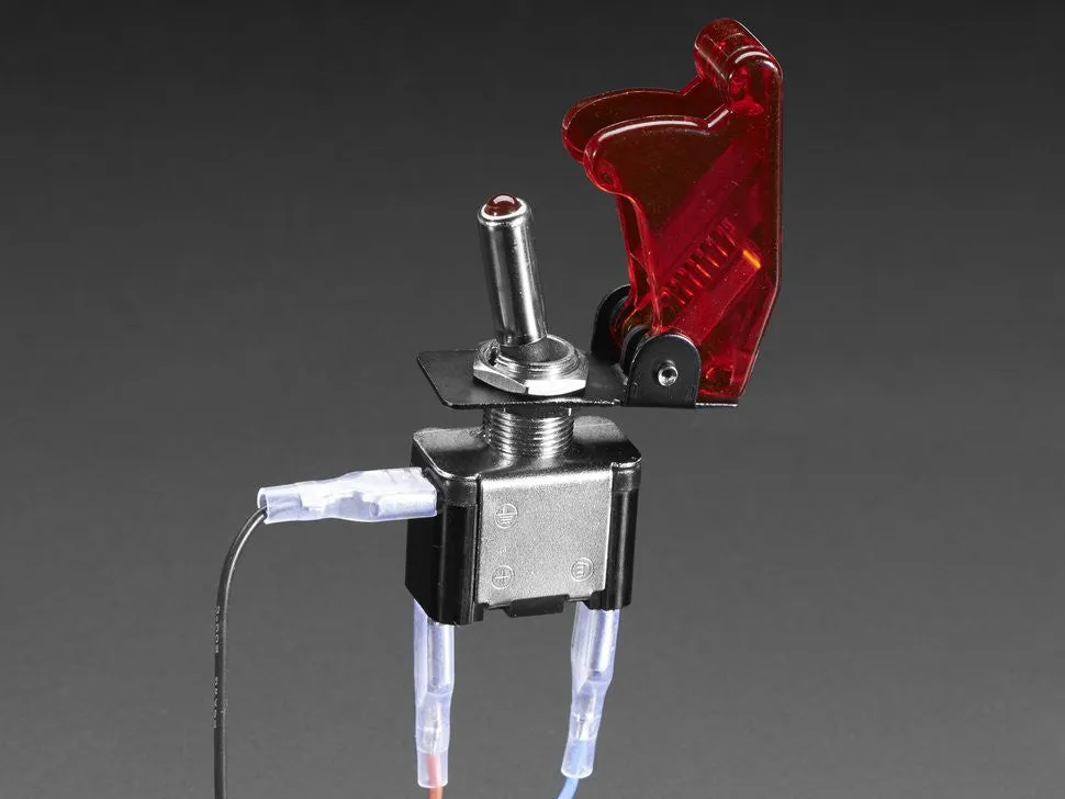 Illuminated Toggle Switch with Cover - Red