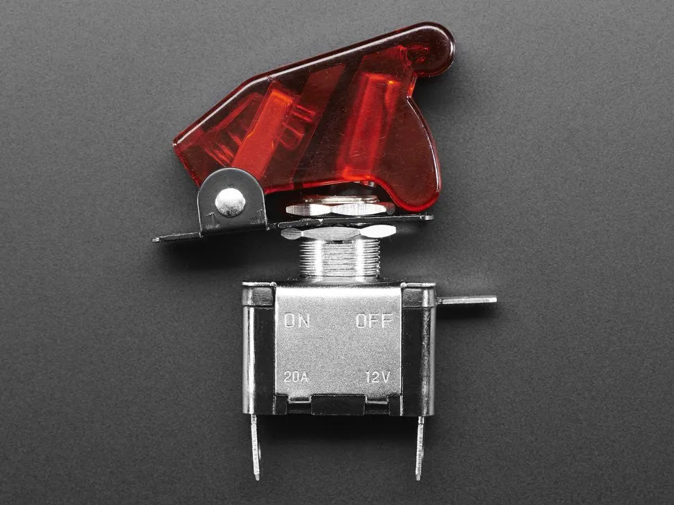 Illuminated Toggle Switch with Cover - Red