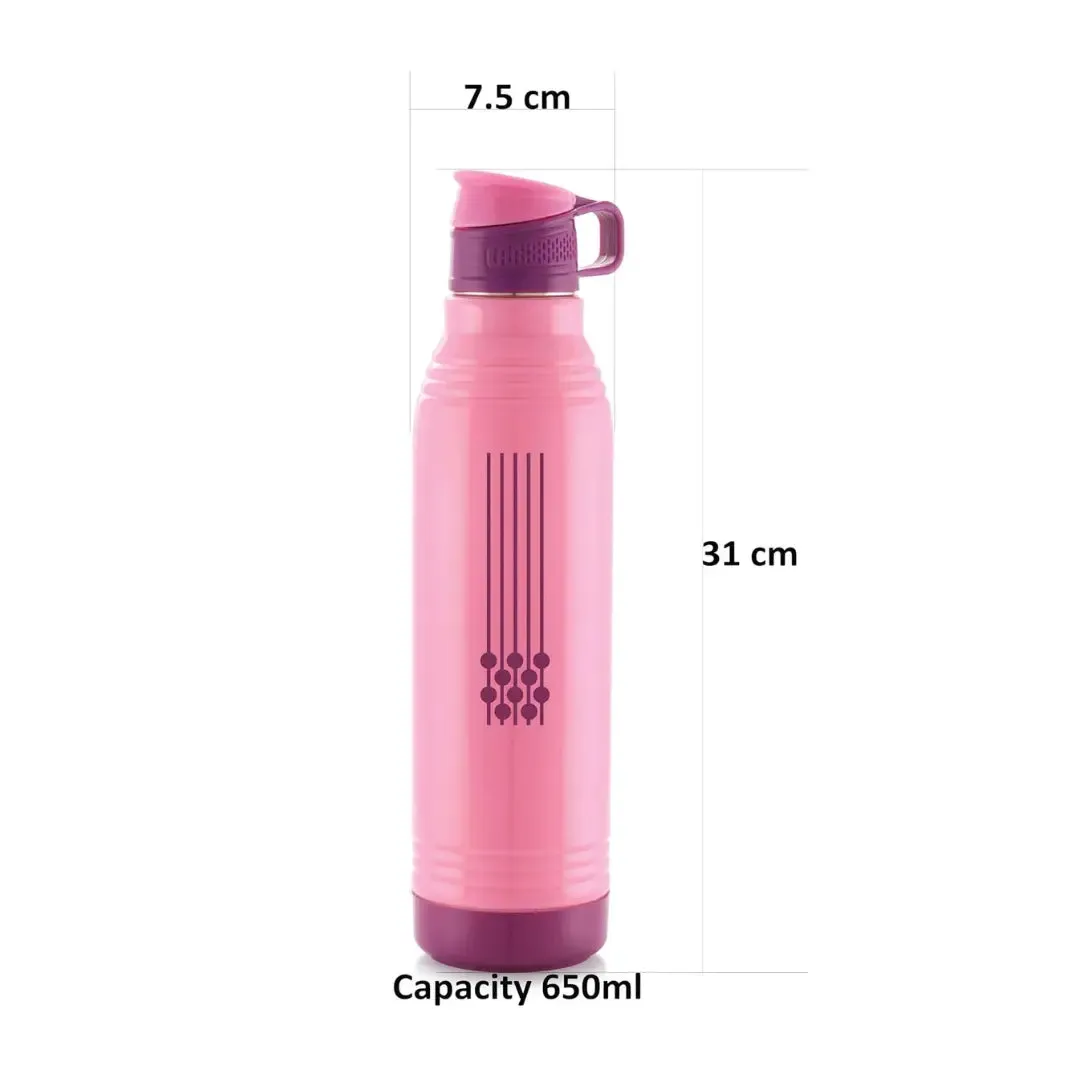 Liza Stainless Steel Smart Insulated Bottle - 650ml Pink: Perfect for Kids, Home, School