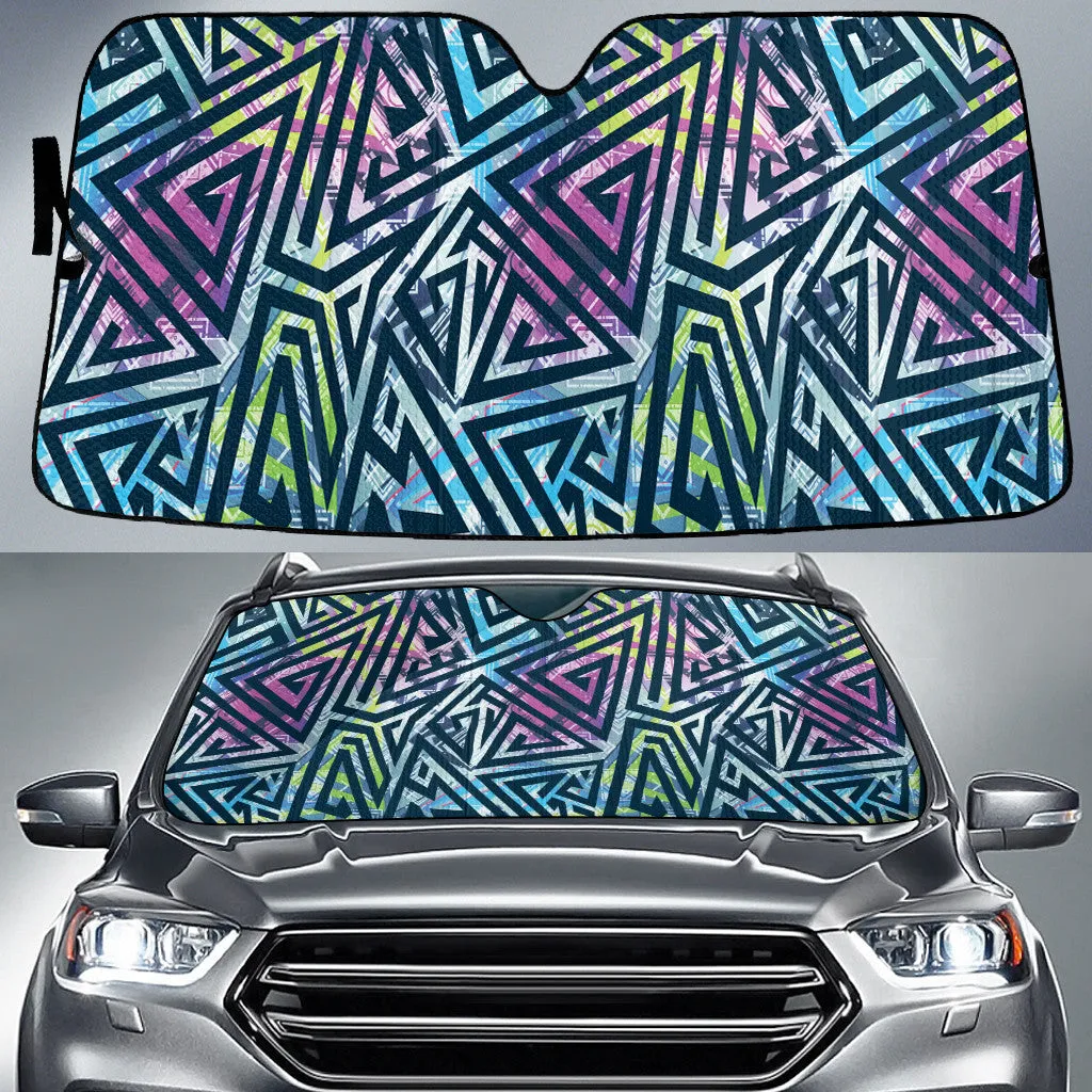 Multicolor Hot Blocks Purple To Blue Geometric Pattern All Over Print Car Sun Shades Cover Auto Windshield Coolspod